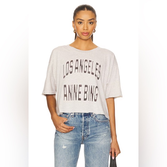 Anine Bing Women's Distressed cropped Johnny Tee - Picture 2 of 8
